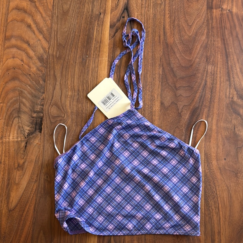 Peppermayo Plaid Purple Women's crop Top